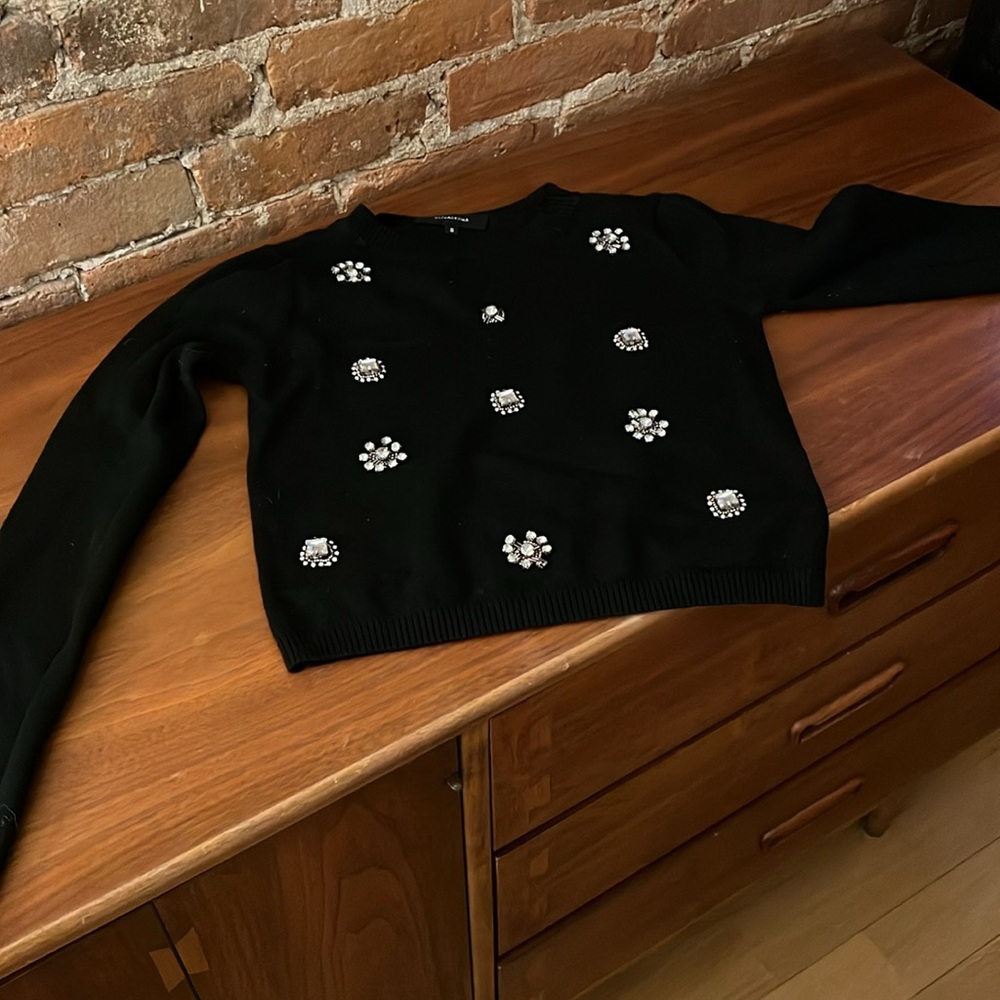 Bedazzled long sleeve sweater, size small
